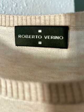 Roberto Verino  Jersey fino beige, marrón y bolsa