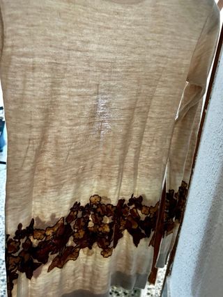 Roberto Verino  Jersey fino beige, marrón y bolsa