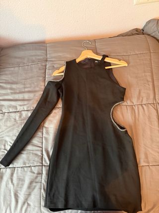 Vestido Negro Fiesta Zara Adornos Plateados