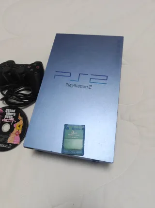 PS2 Aqua + Mando + Memory Card