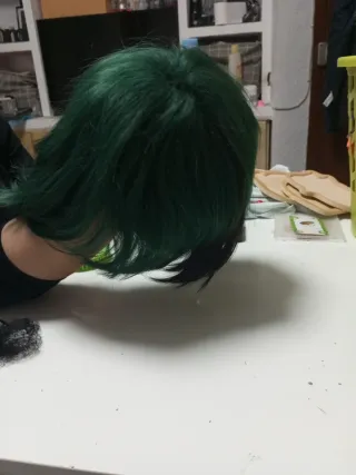 Peluca verde y negra