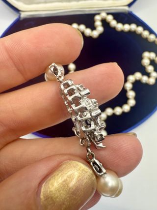 Collana Perle Akoya Oro Bianco 18kt Diamanti