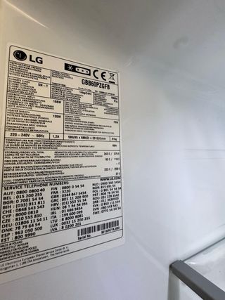 FRIGORÍFICO COMBI NO FROST MARCA LG EN INOX A+++