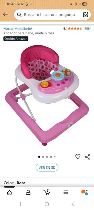 Andador para bebé Mundibebé rosa