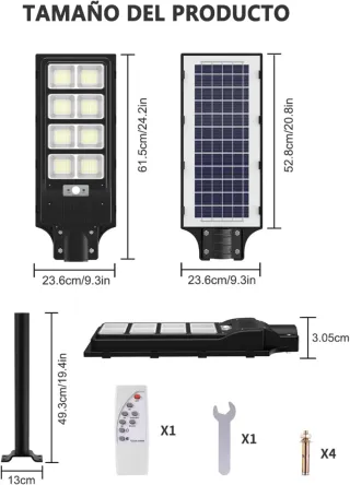 Farola Solar Exterior con Sensor de Movimiento