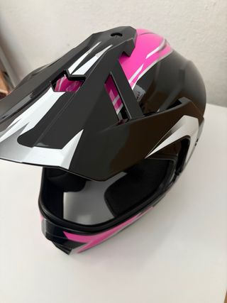 Casco Moto Enduro/Motocross Mujer Negro/Fucsia Nue