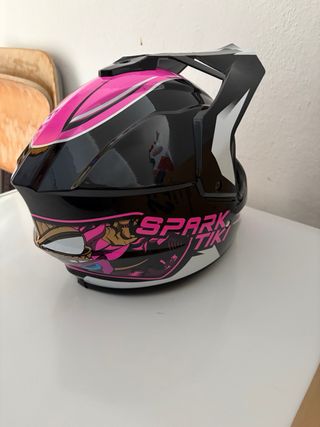 Casco Moto Enduro/Motocross Mujer Negro/Fucsia Nue