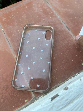 Funda iPhone X Corazones Blancos