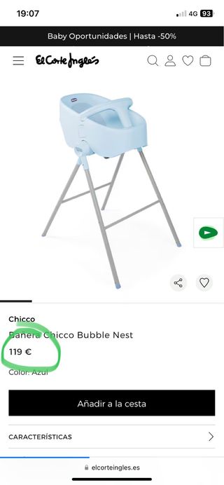 Bañera Bebé Chicco Bubble Nest Azul