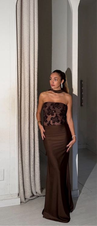 Vestido marrón lentejuelas sin estrenar