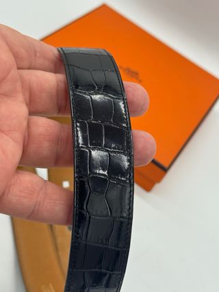 Cinturón Hermes Negro Hebilla Dorada