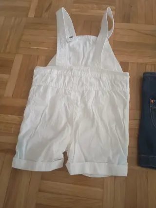 Conjunto Ropa Niña Peto Blanco y Vestido Vaquero