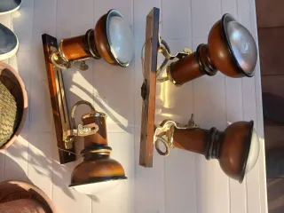 Lámparas Focos Madera y Metal