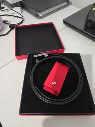 Cinturón CH Carolina Herrera Negro Hebilla Platead