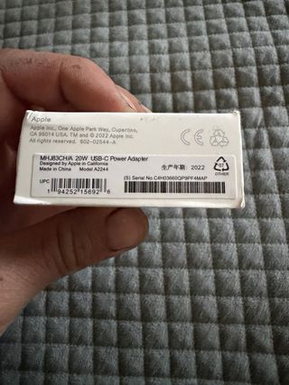 Adaptador Cargador Apple USB-C 20W