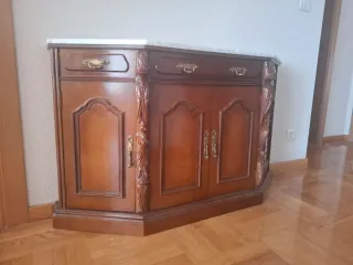Mueble recibidor consola mármol y madera