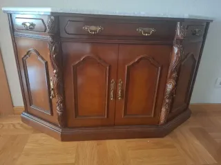 Mueble recibidor consola mármol y madera