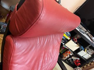 Sillón y Reposapiés Ikea Roang Piel Roja