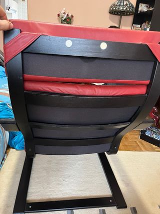 Sillón y Reposapiés Ikea Roang Piel Roja