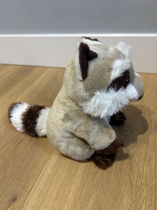Peluche marioneta mapache gris y marrón