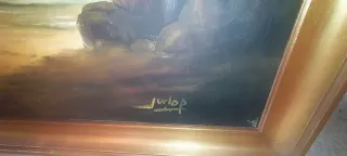 Cuadro al óleo "Marina con barcas" de Jurlop