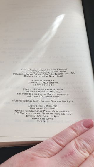 El péndulo de Foucault – Umberto Eco (Círculo de L