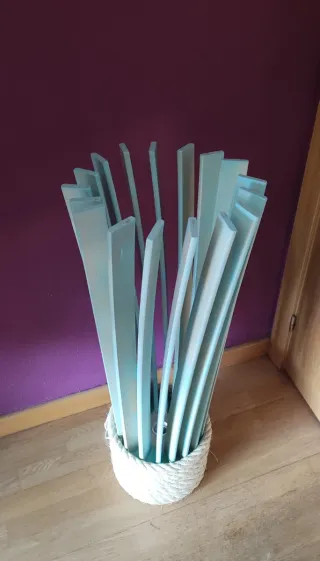 Lámpara artesanal madera, cemento y soga