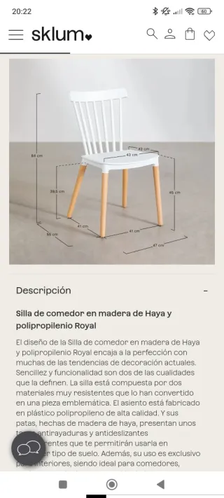 2 Sillas Leka Blancas Patas Madera