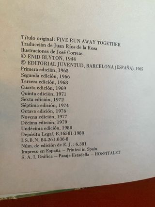 Libro juvenil "Los cinco se escapan" años 70-80