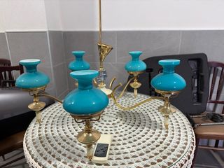 Lámpara Vintage Turquesa y Dorada