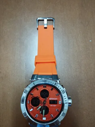 Reloj Samoa Deportivo Naranja y Plata