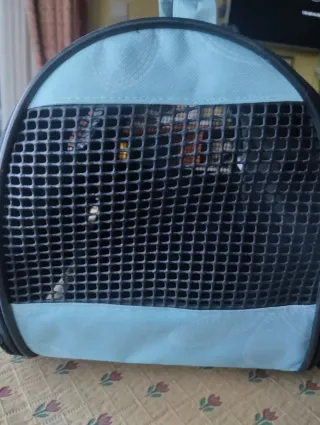 Transportín para gatos azul y gris