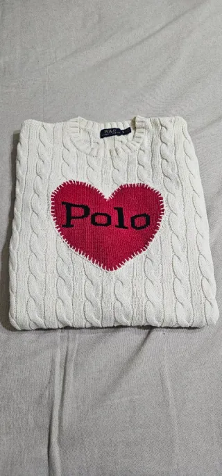 Polo Ralph Lauren Maglione Bianco con  Cuore Tg XS