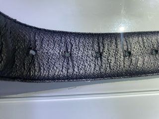 Cinturón de piel mujer beige y azul oscuro