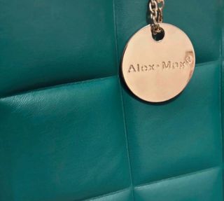 Borsa Alex Max verde trapuntata manico bambù