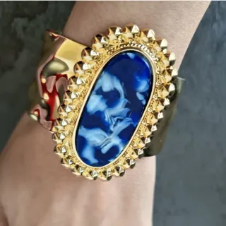 Bracciale cuff oro pietra blu marble bracelet