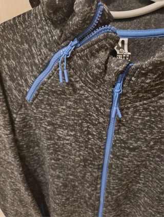 Chaqueta polar jaspeada gris y azul