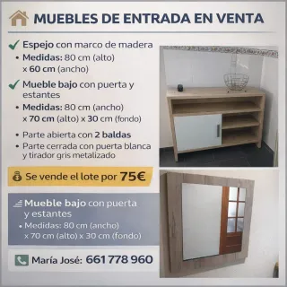 Lote Muebles Entrada: Espejo y Mueble Bajo