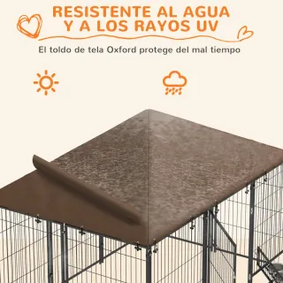 Perrera con Toldo y Soporte Comida