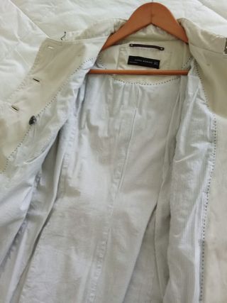 Gabardina Zara Mujer Talla XL Blanco roto