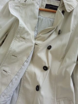 Gabardina Zara Mujer Talla XL Blanco roto