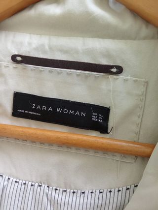 Gabardina Zara Mujer Talla XL Blanco roto