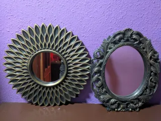 Pack 2 Espejos Decorativos Negro/Dorado