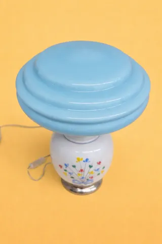 Candeeiro de Vidro Opalino Azul