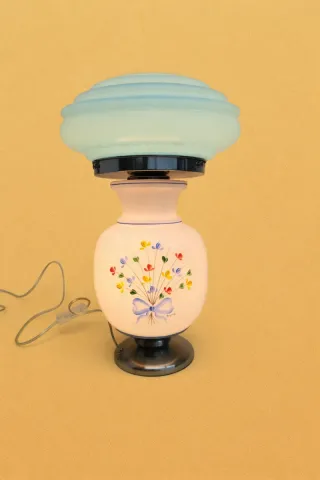 Candeeiro de Vidro Opalino Azul