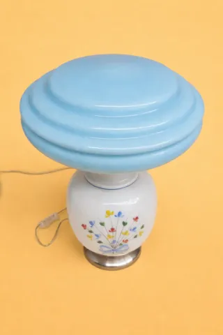 Candeeiro de Vidro Opalino Azul