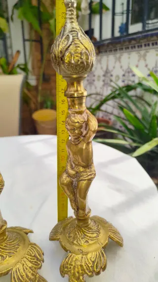 Conjunto 2 Figuras Bronce Querubín Antiguas