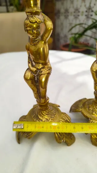 Conjunto 2 Figuras Bronce Querubín Antiguas