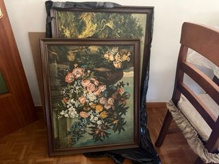 Cuadro paisaje óleo marco madera