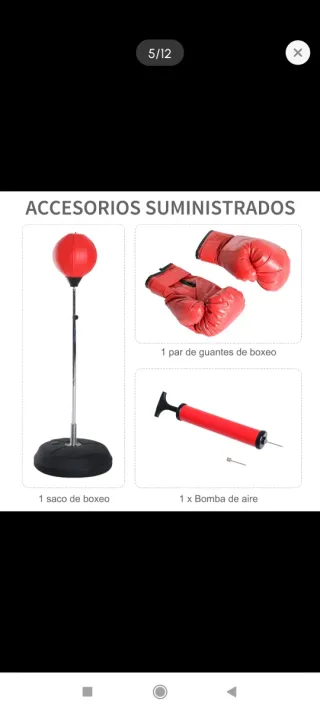 Saco de boxeo base y guantes ADULTO- punching ball